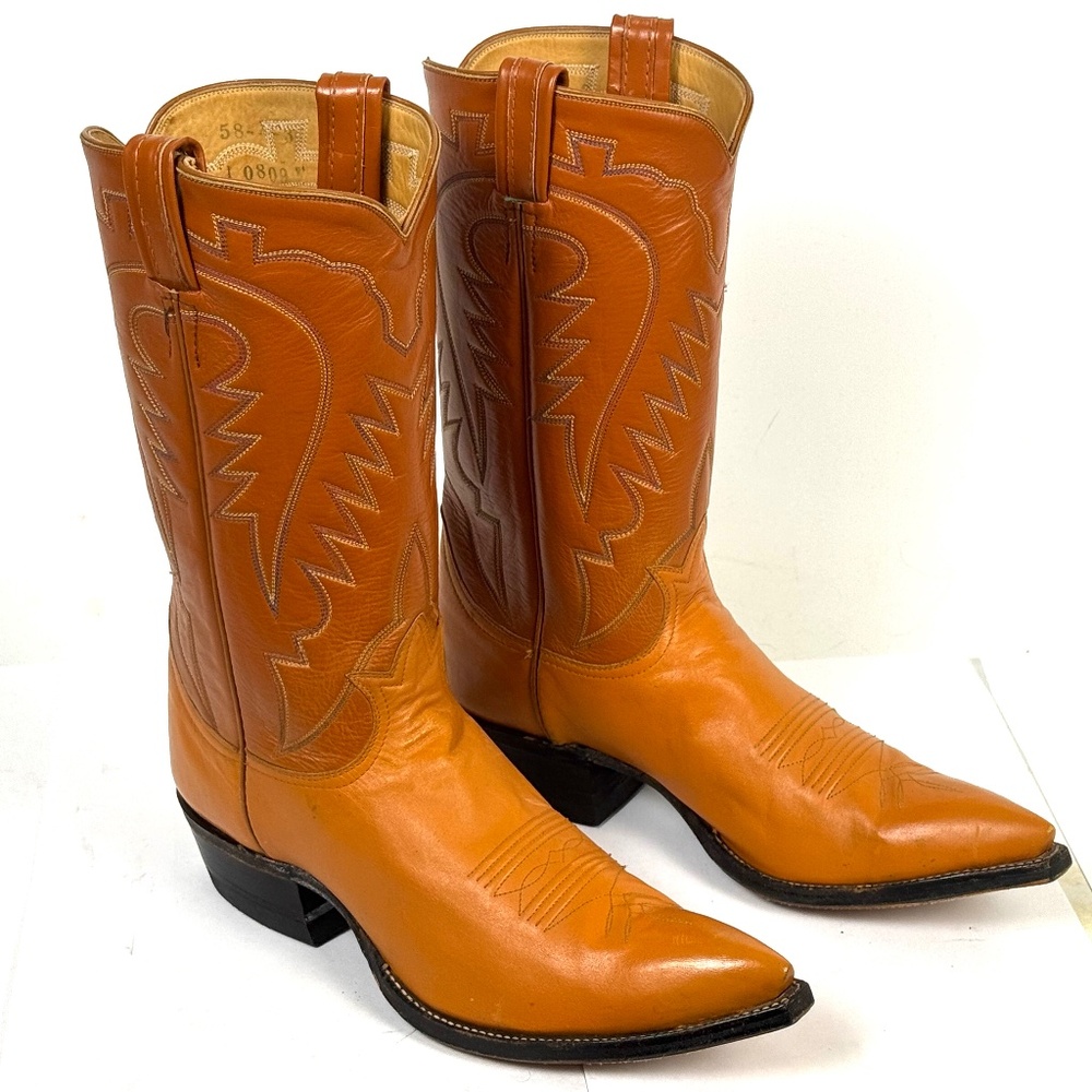 Tony Lama Classic Tan Cowboy Boots - Mismatched Size Men's 8D Left 9D Right